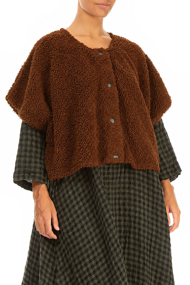 Aged Copper Teddy Cotton Gilet 3