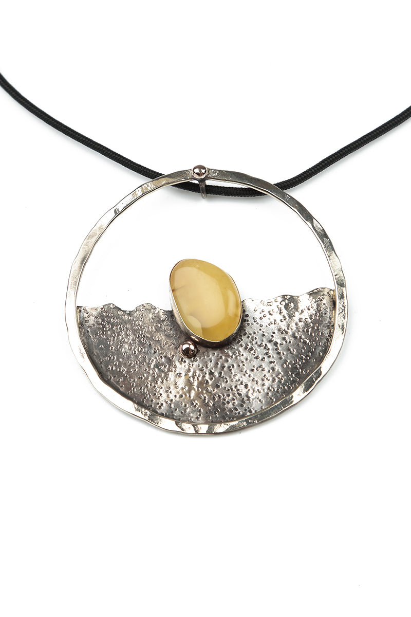 Amber Sea Metal Pendant Necklace
