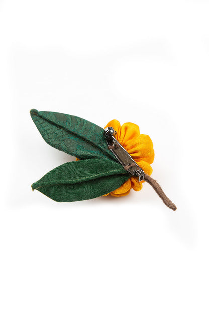 Amber Dahlia Silk Brooch