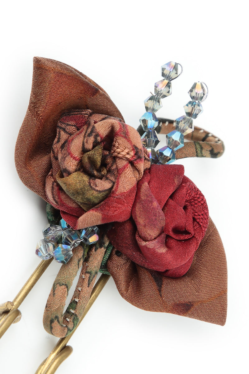 Antique Rose Silk Brooch