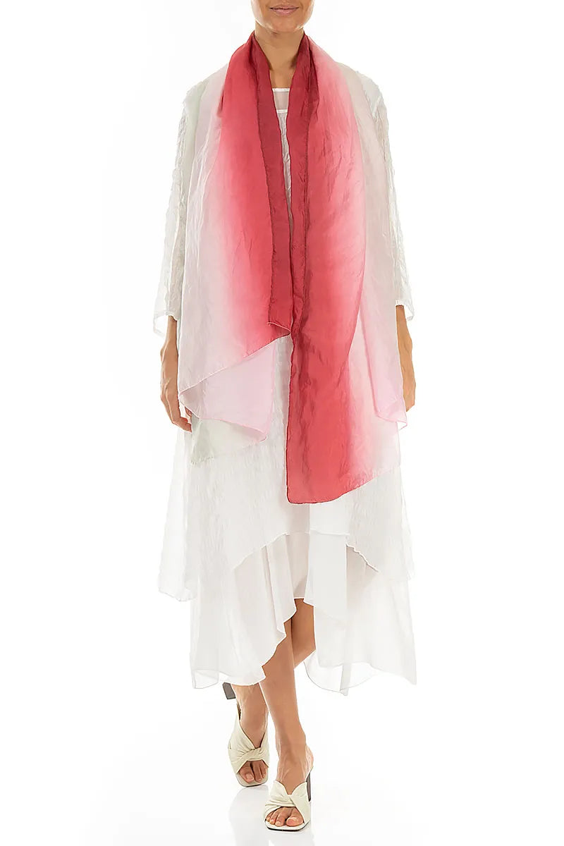 Antique Ruby Beige Ombré Crumpled Silk Scarf 2