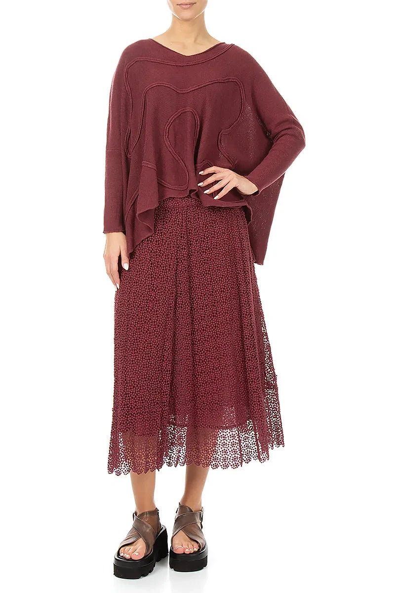 Antique Ruby Broderie Cotton Skirt 4