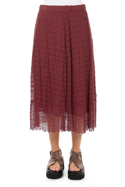 Antique Ruby Broderie Cotton Skirt 1