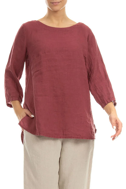 Antique Ruby Linen Blouse 3