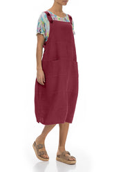 Antique Ruby Linen Dungaree Dress 3