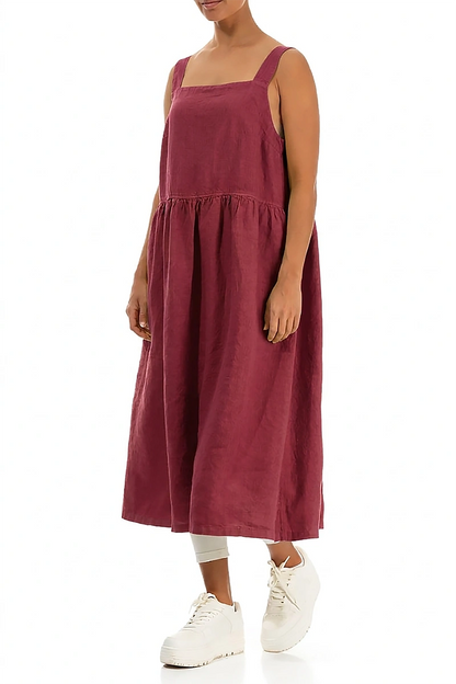 Antique Ruby Linen Pinafore Dress 3