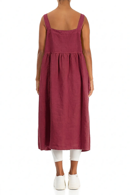 Antique Ruby Linen Pinafore Dress 2