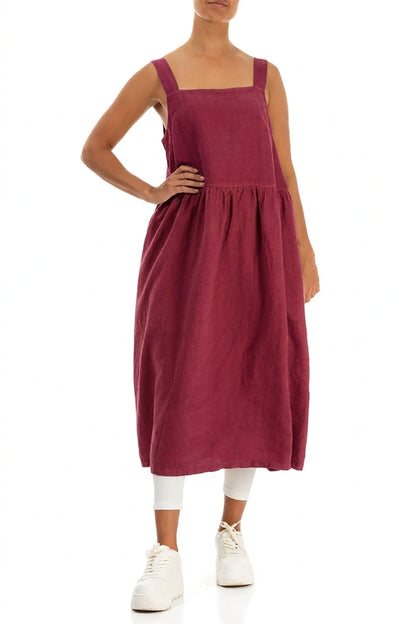 Antique Ruby Linen Pinafore Dress 4