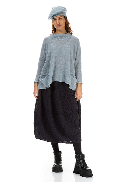 Silver Blue Knitted Wool Beret 2