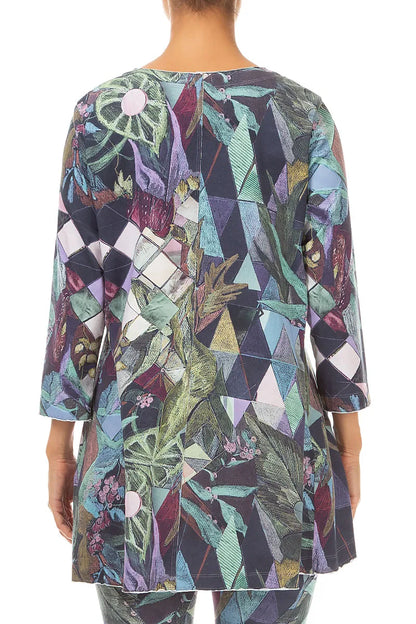Art Mosaic Cotton Tunic Top