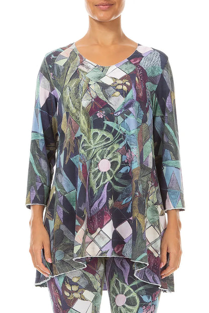 Art Mosaic Cotton Tunic Top