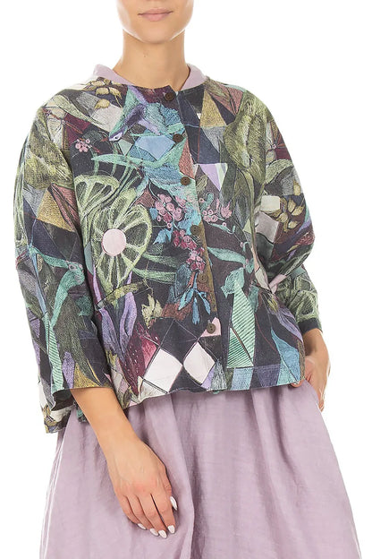 Art Mosaic Linen Jacket Blouse