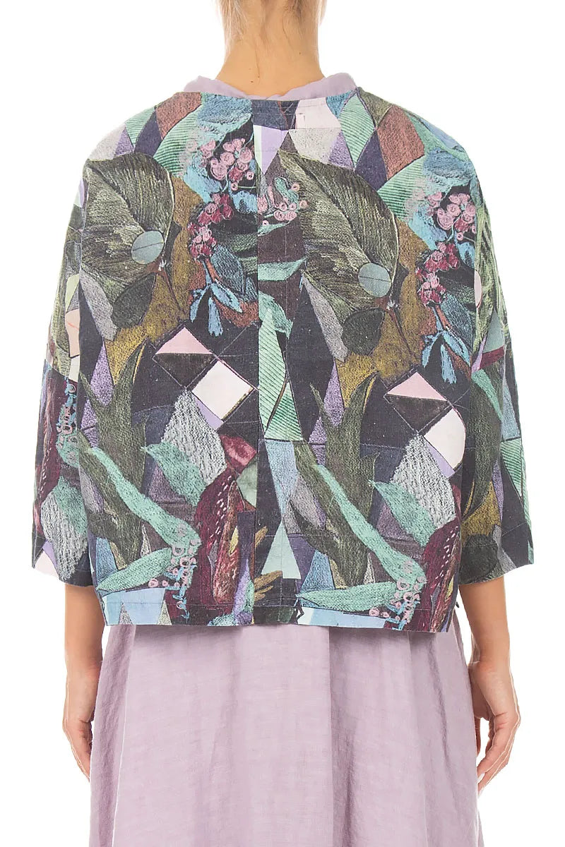 Art Mosaic Linen Jacket Blouse