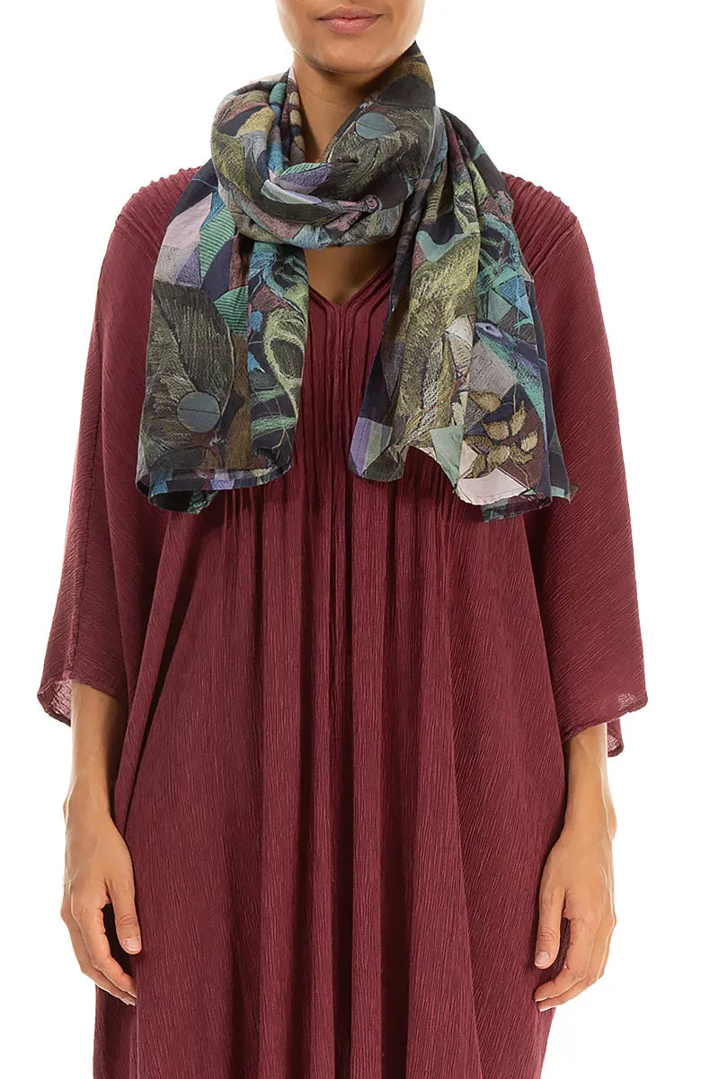 Écharpe en soie et coton à motif mosaïque artistique