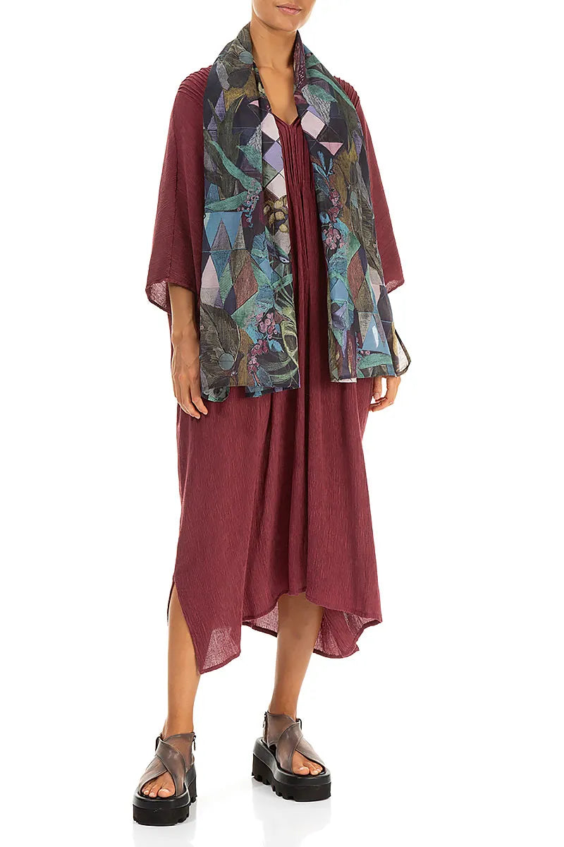 Écharpe en soie et coton à motif mosaïque artistique