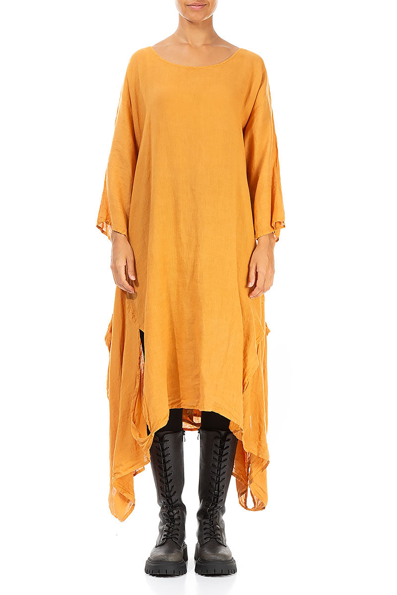 Asymmetric Amber Linen Dress