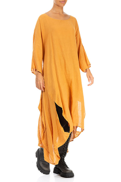 Asymmetric Amber Linen Dress