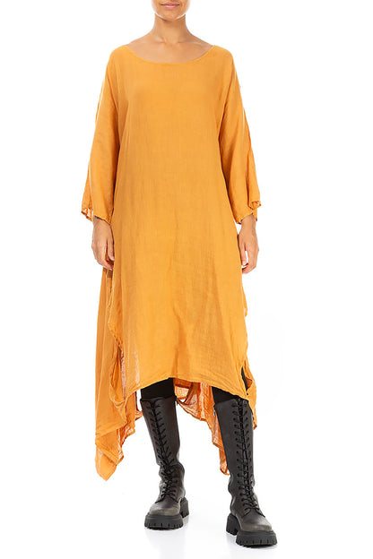 Asymmetric Amber Linen Dress