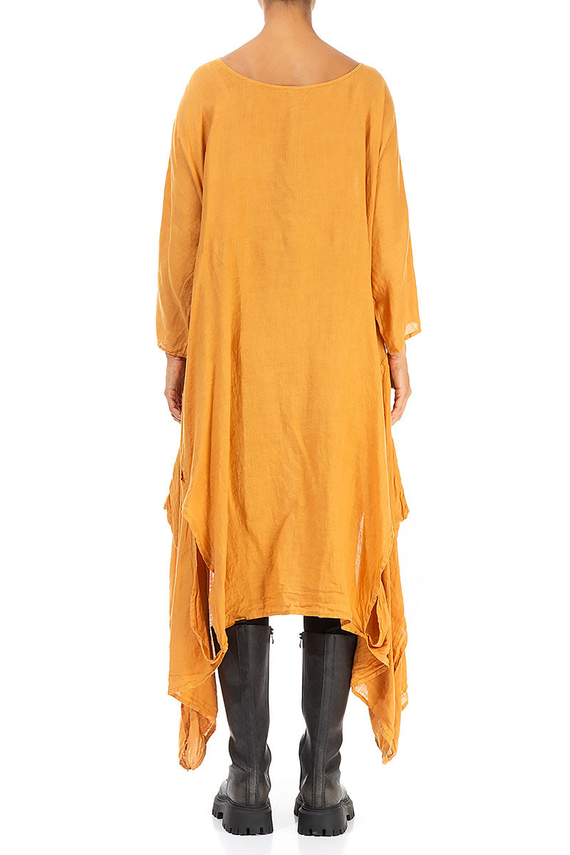 Asymmetric Amber Linen Dress