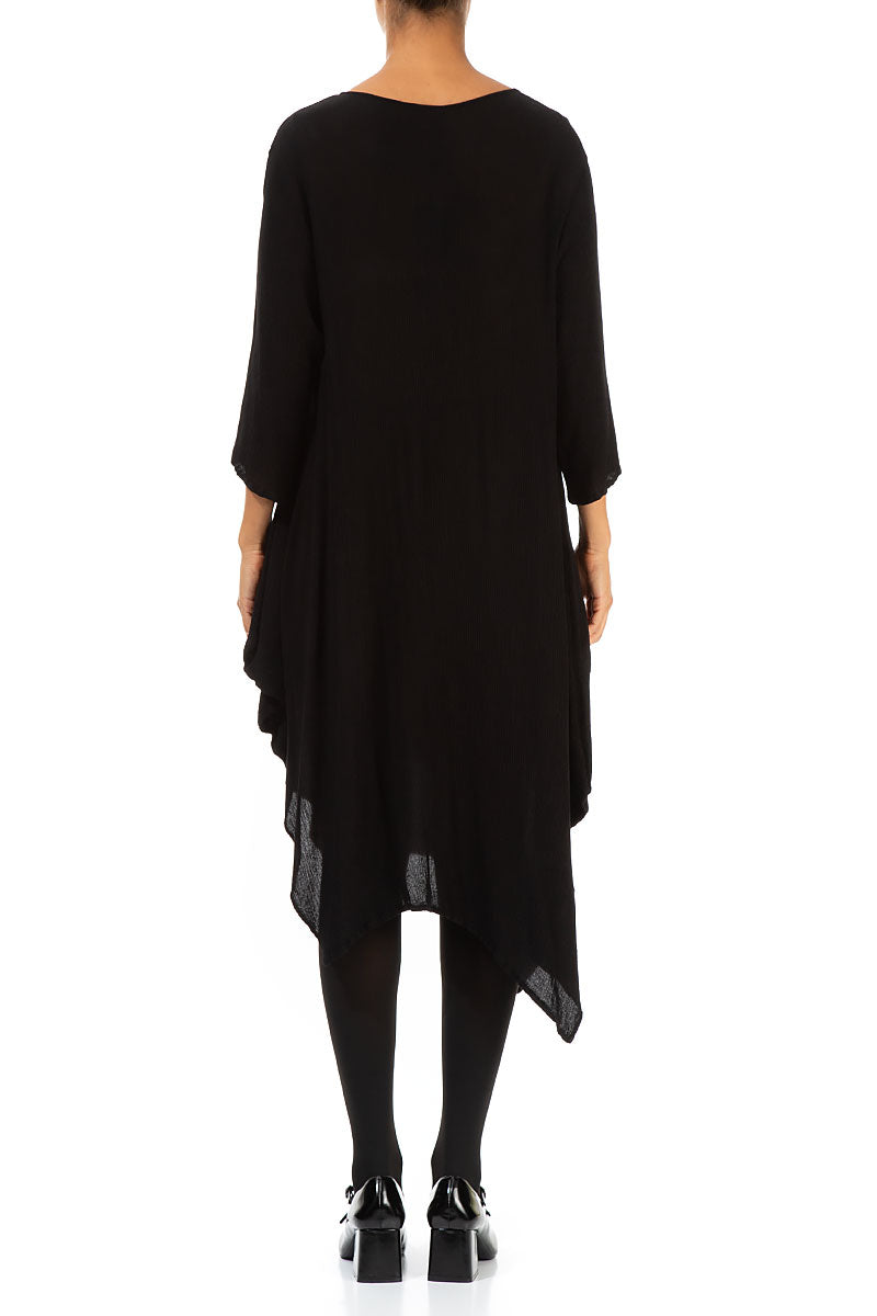 Asymmetric Black Silk Viscose Dress