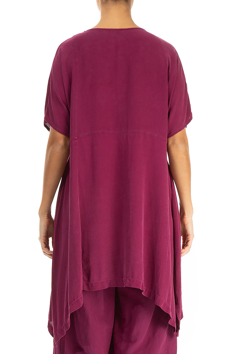 Asymmetric Burgundy Silk Tunic