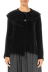 Asymmetric Collar Black Silk Velvet Jacket 1