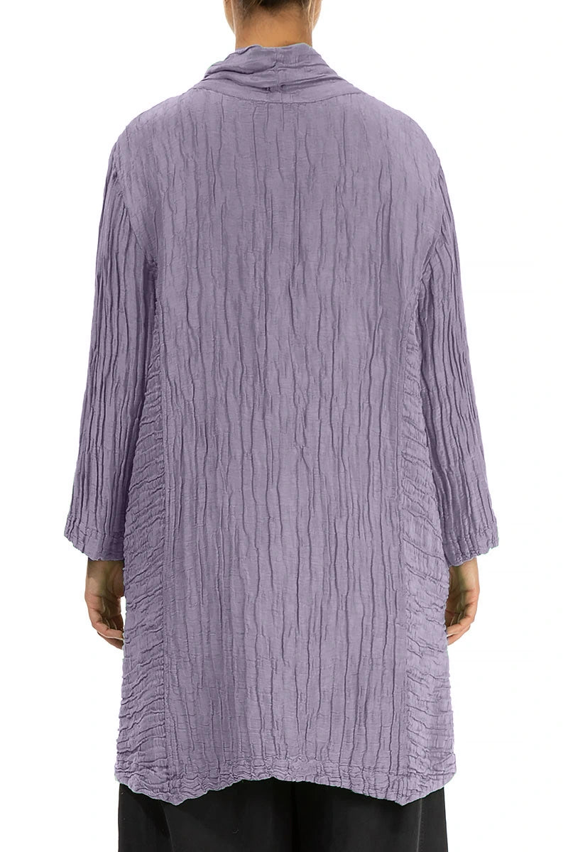 Cowl Neck Crinkled Dark Lilac Silk Linen Tunic 2