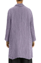 Cowl Neck Crinkled Dark Lilac Silk Linen Tunic 2