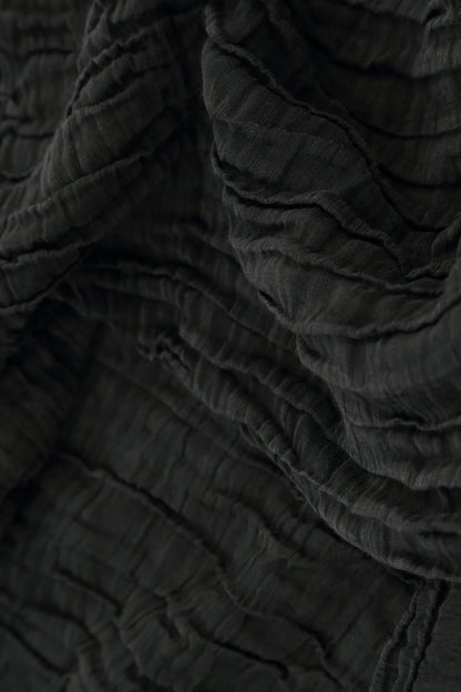 Asymmetric Crinkled Black Silk Blouse 5