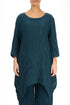 Asymmetric Crinkled Dark Teal Silk Linen Tunic 1
