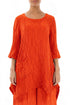 Asymmetric Crinkled Flame Orange Silk Linen Tunic 1