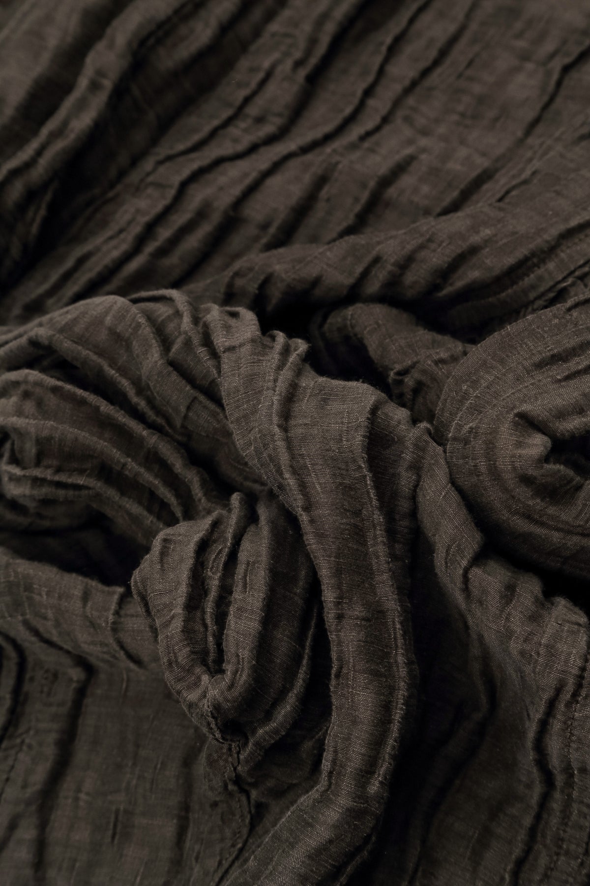 Asymmetric Crinkled Forest Brown Silk Linen Tunic 5