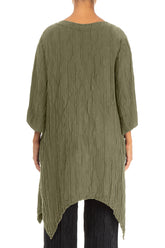 Asymmetric Crinkled Forest Mist Silk Linen Tunic 2