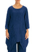 Asymmetric Crinkled Royal Blue Silk Linen Tunic 1