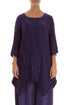 Asymmetric Crinkled Royal Purple Silk Linen Tunic 1