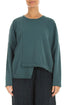 Asymmetric Deep Turquoise French Terry Cotton Blouse 1