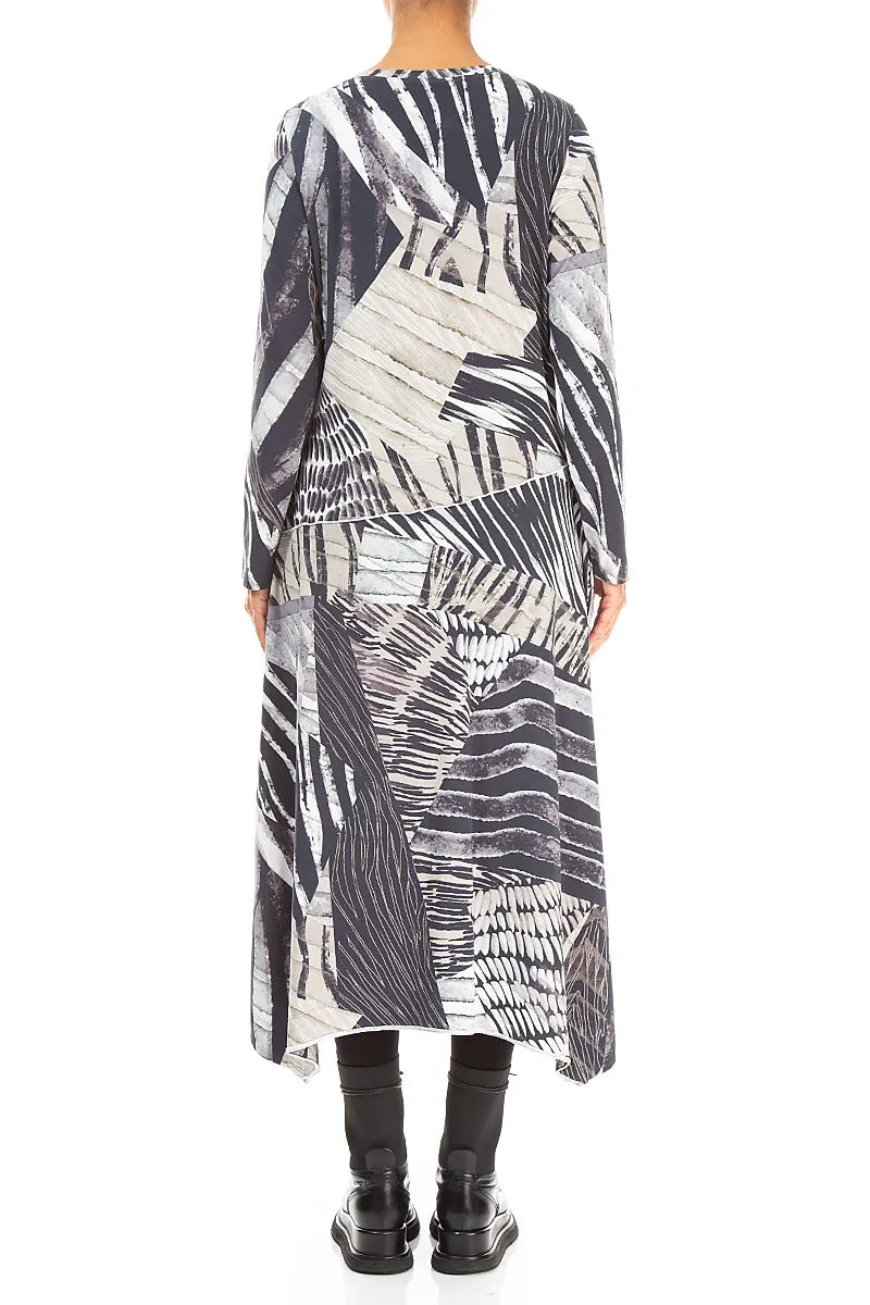 Asymmetric Flared Wild Ink Cotton Dress