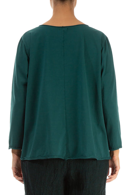 Asymmetric Hem Emerald Cotton Blouse