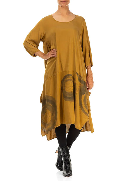 Asymmetric Mustard Silk Bamboo Dress 4