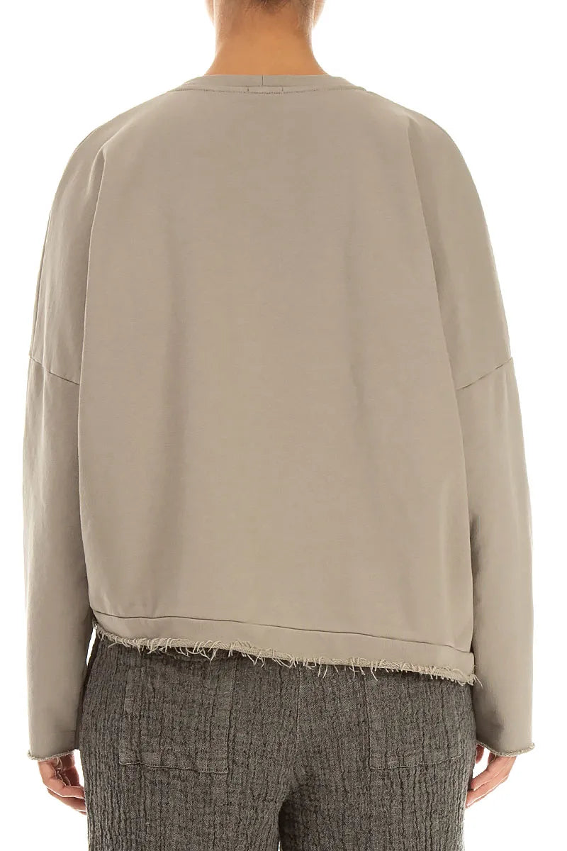 Asymmetric Olive French Terry Cotton Blouse