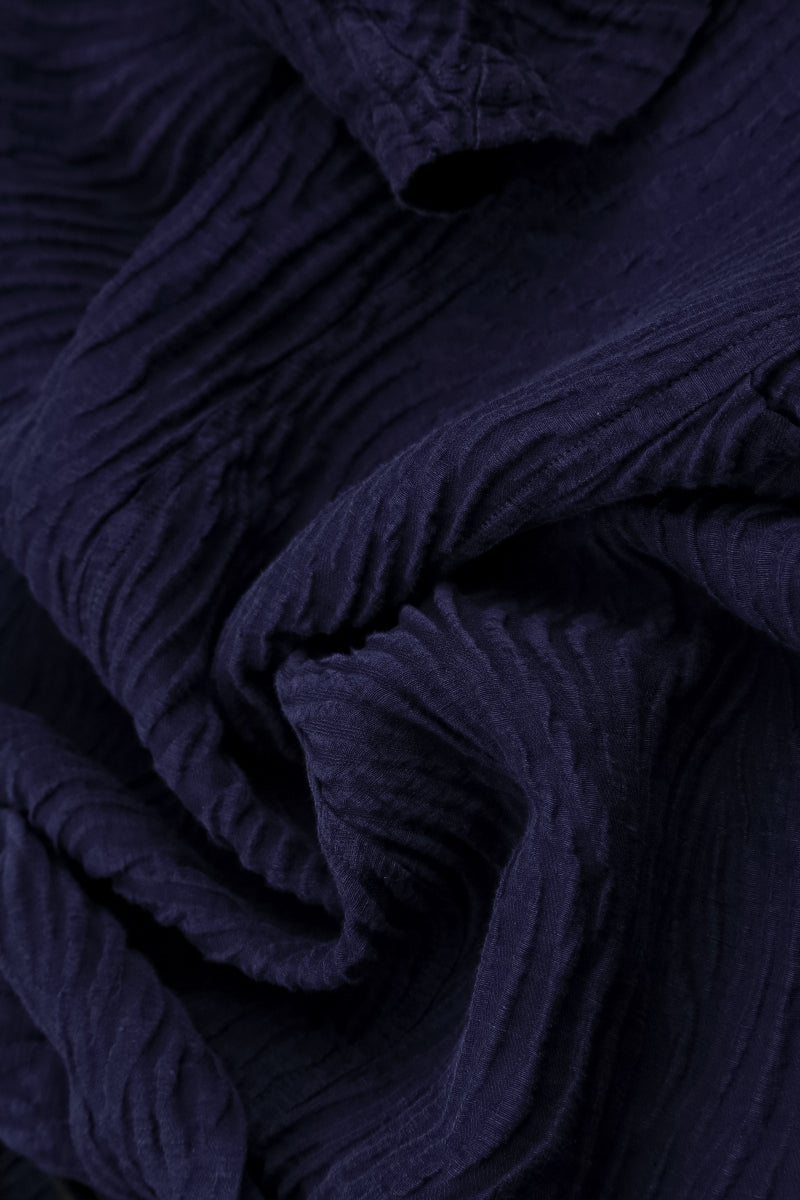 Asymmetric Royal Purple Waves Silk Linen Dress 5