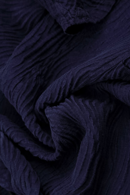 Asymmetric Royal Purple Waves Silk Linen Dress 5