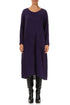 Asymmetric Royal Purple Waves Silk Linen Dress 1