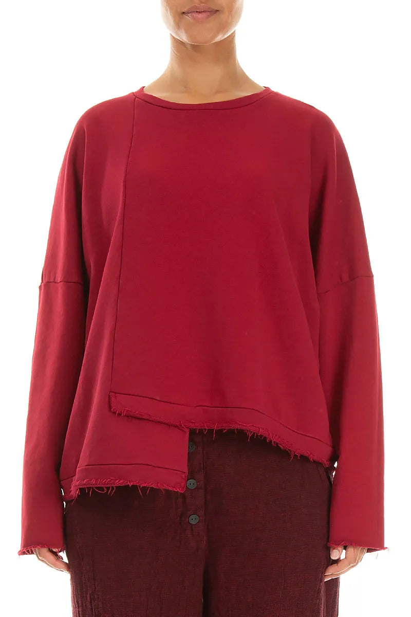 Asymmetric Ruby French Terry Cotton Blouse 1