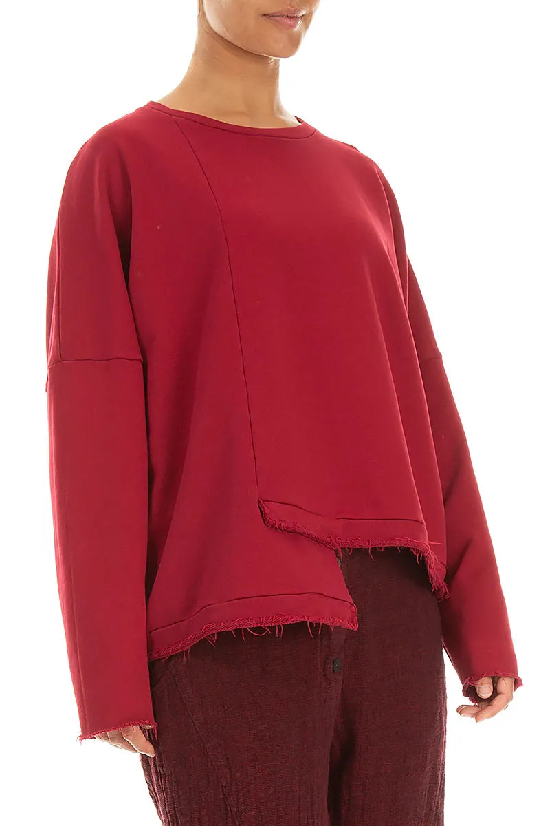 Asymmetric Ruby French Terry Cotton Blouse 3