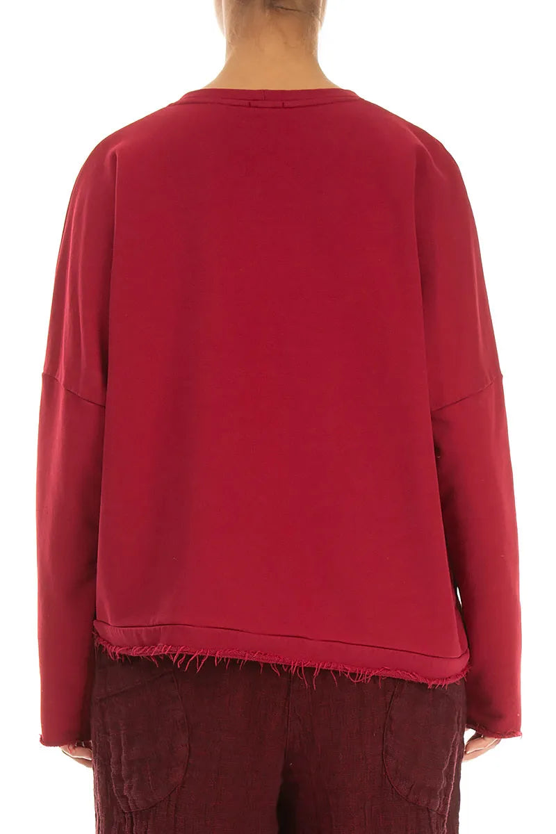 Asymmetric Ruby French Terry Cotton Blouse 2