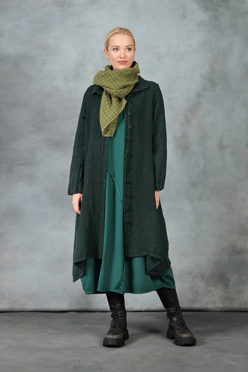 Asymmetric Seams Emerald Cotton Dress