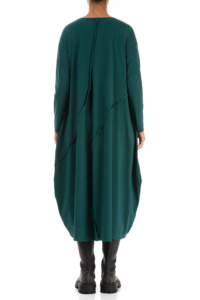 Asymmetric Seams Emerald Cotton Dress