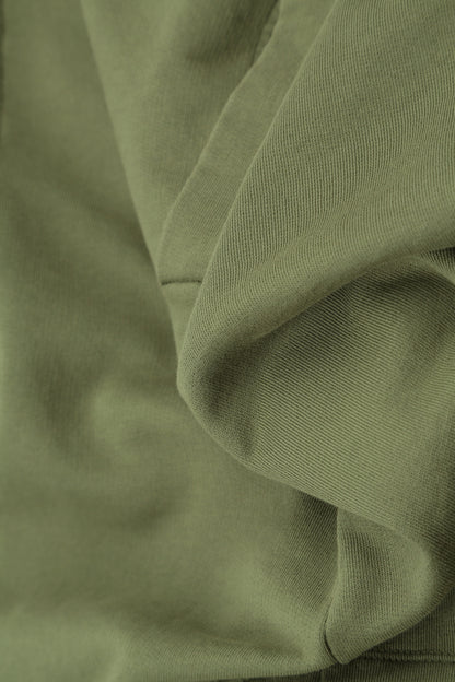 Asymmetric Seams Olive Cotton Dress