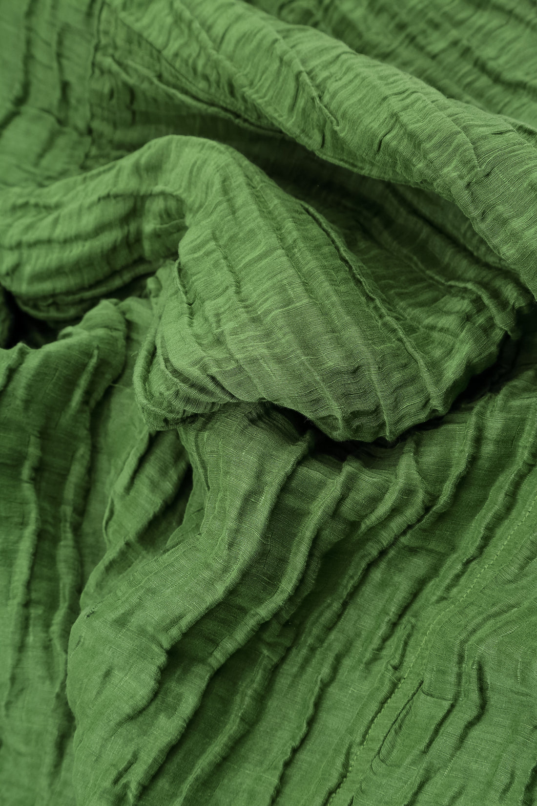 Asymmetric Shamrock Green Crinkled Silk Linen Blouse 5